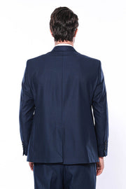 2 Buttons 2 Piece Navy Blue Men Suit - Wessi