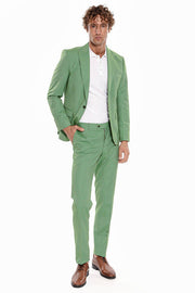 2 Piece Patterned Slim Fit Green Men Suit - Wessi