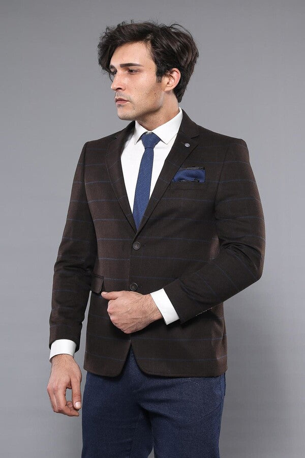 4 Drop Regular Cut Brown Men Blazer - Wessi