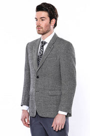 4 Drop Regular Cut Wool Grey Men Blazer - Wessi