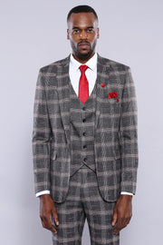 Checked Slim-Fit Grey Men Blazer - Wessi