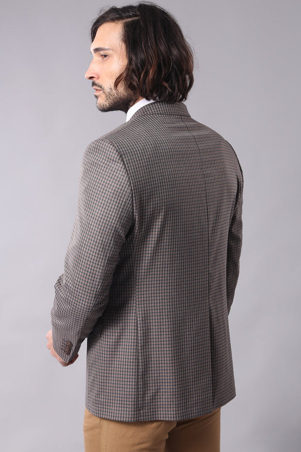 4 Drop Checkered Brown Jacket-Wessi