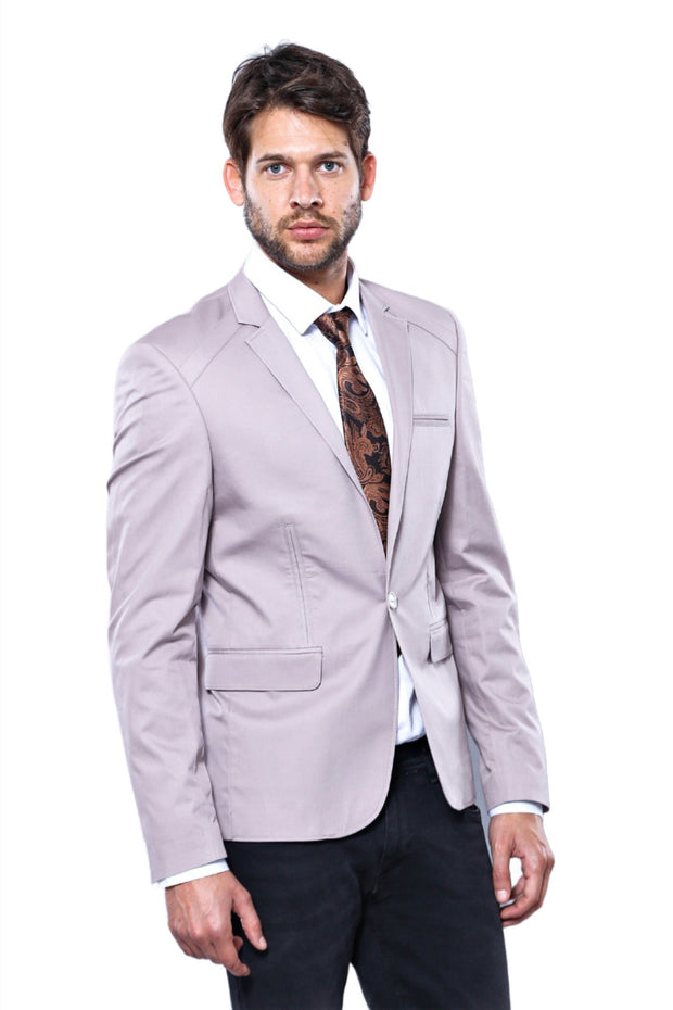 3 pocket Single Button Cotton Beige Jacket-Wessi