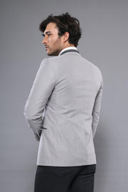 3 Pockets 2 Buttons Cross Piping Grey Jacket-Wessi