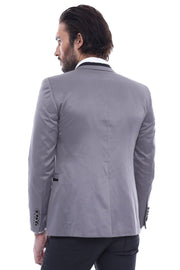 Pocket Diagonal Piping Cotton Grey Jacket-Wessi