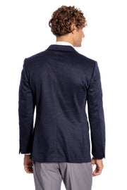 Navy Blue Plain Slim-Fit Jacket - Wessi