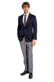 Navy Blue Plain Slim-Fit Jacket - Wessi