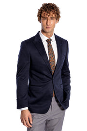 Navy Blue Plain Slim-Fit Jacket - Wessi