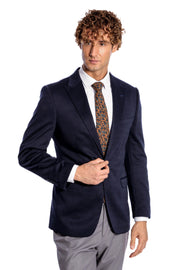 Navy Blue Plain Slim-Fit Jacket - Wessi