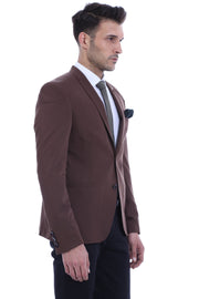 2 Button Shoulder Split Cotton Brown Jacket-Wessi