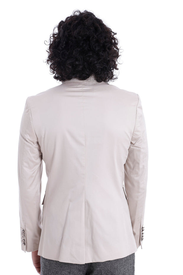 Double Buttons Bag Pocket Shoulder Piece Cream Jacket-Wessi