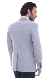 Double Button Mono Lapel Crested Grey Jacket-Wessi