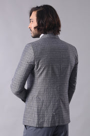 Grey Linen Dot Patterned Jacket | Wessi