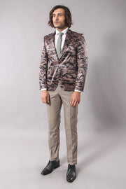 Single Button Camouflage Brown Jacket-Wessi