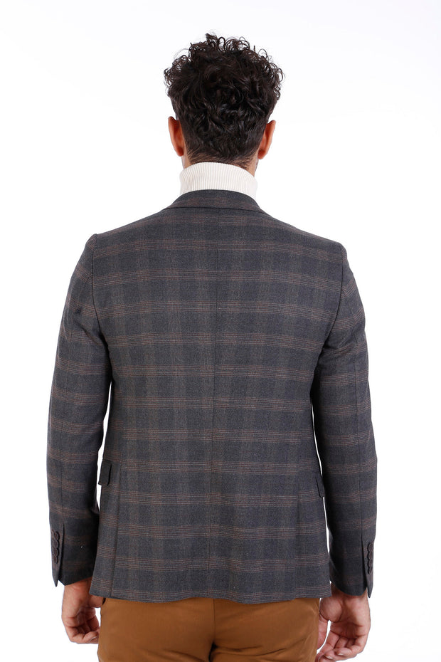 Plaid Smoked Jacket with Handkerchief - Wessi