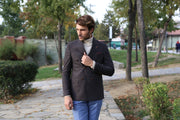 Double Breasted Slim Fit Brown Blazer - Wessi