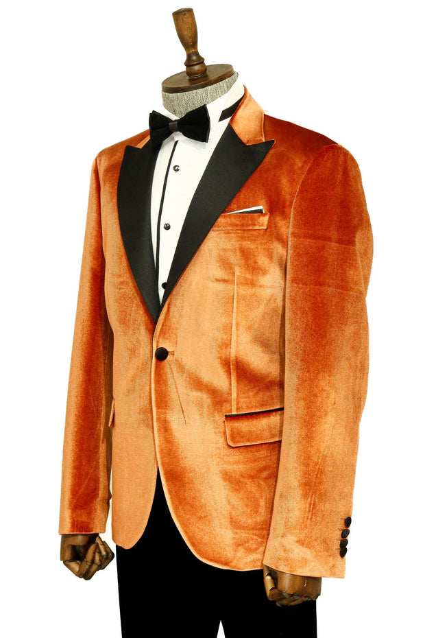 Velvet Slim Fit Single Button Tan Men Prom Blazer