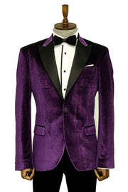 Velvet Slim Fit Single Button Purple Men Prom Blazer