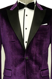 Velvet Slim Fit Single Button Purple Men Prom Blazer