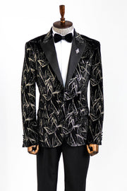 Glittery Slim Fit Black Men Prom Blazer - Wessi