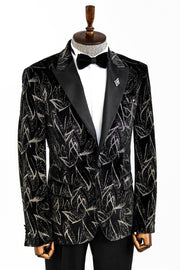 Glittery Slim Fit Black Men Prom Blazer - Wessi