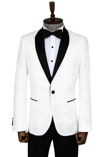 Pentagon Patterned Shawl Lapel White Men Prom Blazer - Wessi