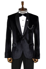 Shawl Lapel Velvet Black Men Prom Blazer - Wessi