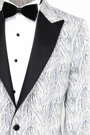 Glittery Patterned Light Blue Men Prom Blazer - Wessi