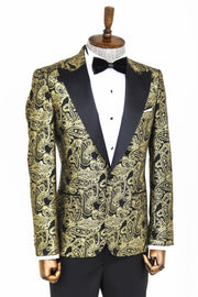 Paisley Peak Lapel Black Men Prom Blazer - Wessi