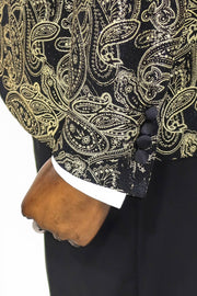 Paisley Peak Lapel Black Men Prom Blazer - Wessi