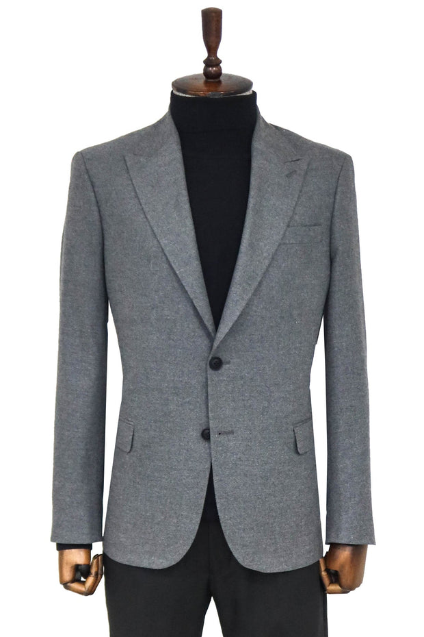 Plain Slim Fit Sport Grey Men Blazer - Wessi