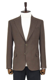 Plain Slim Fit Sport Brown Men Blazer - Wessi