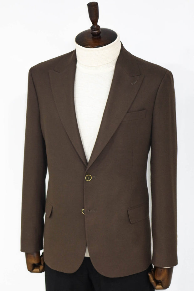 Plain Slim Fit Sport Brown Men Blazer - Wessi