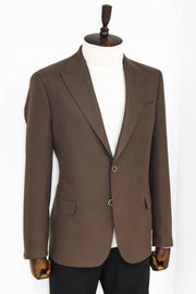 Plain Slim Fit Sport Brown Men Blazer - Wessi