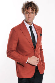 Plain Slim Fit Sport Burgundy Men Blazer - Wessi