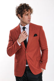 Plain Slim Fit Sport Burgundy Men Blazer - Wessi