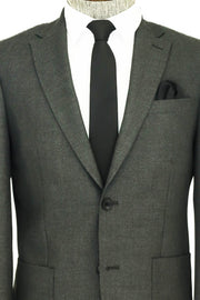 Textured Slim Fit Peak Lapel Grey Men Blazer - Wessi