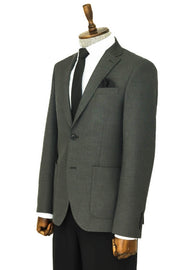 Textured Slim Fit Peak Lapel Grey Men Blazer - Wessi