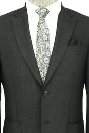 Textured Slim Fit Peak Lapel Anthracite Men Blazer - Wessi