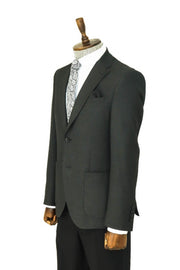 Textured Slim Fit Peak Lapel Anthracite Men Blazer - Wessi