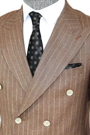 Striped Double Breasted Beige Men Blazer - Wessi