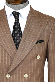 Striped Double Breasted Beige Men Blazer - Wessi