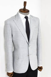 Patterned Wide Lapel Grey Men Blazer - Wessi