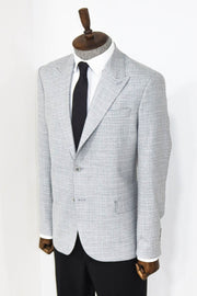 Patterned Wide Lapel Grey Men Blazer - Wessi