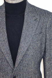 Houndstooth Pattern Wool Blue Men Blazer - Wessi