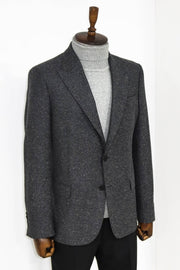 Houndstooth Pattern Wool Anthracite Men Blazer - Wessi