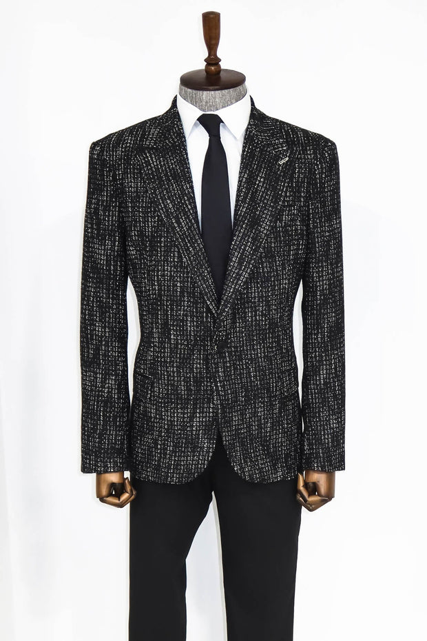 Slim Fit Patterned Sport Black Men Blazer - Wessi