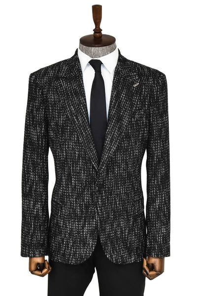 Slim Fit Patterned Sport Black Men Blazer - Wessi