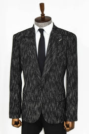 Slim Fit Patterned Sport Black Men Blazer - Wessi