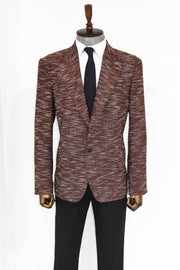 Slim Fit Patterned Sport Brown Men Blazer - Wessi